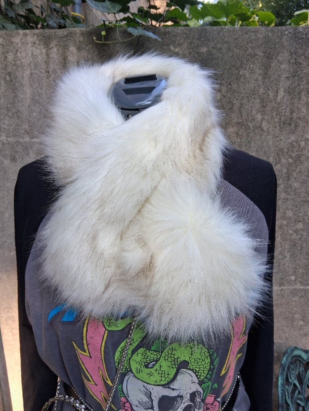 White Fluffy Faux Fur Scarf